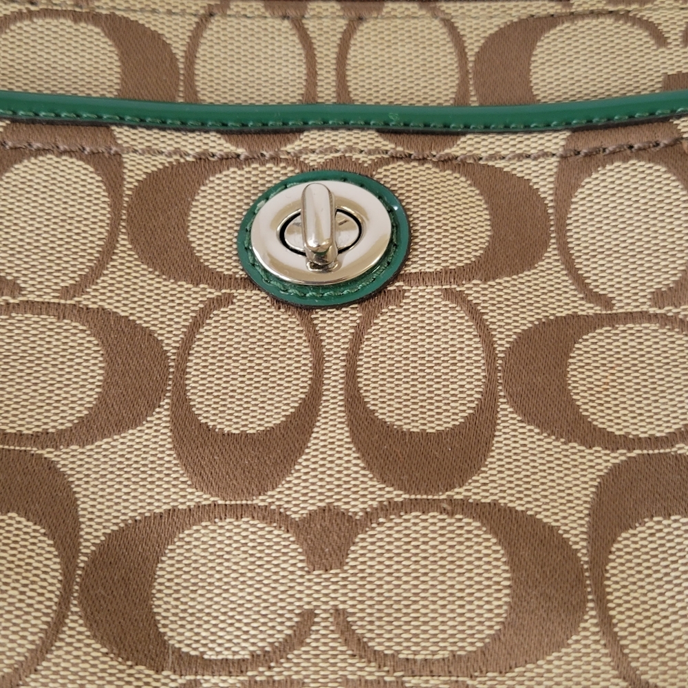 Coach Women’s Canvas Signature C's wristlet tan - Picture 2 of 13